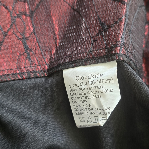 Halloween witch costume black and red long dress s)kids 10/12 - Picture 3 of 3